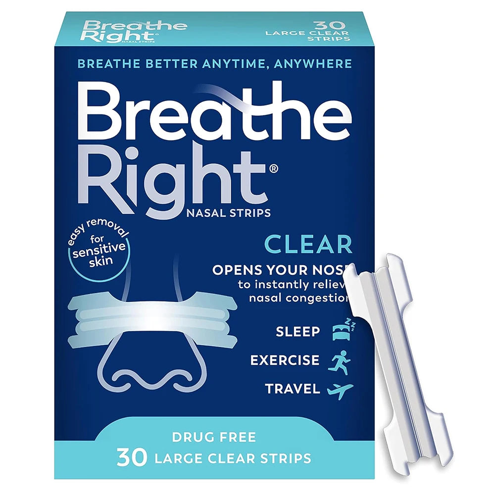 Nasal Strips Extra Strength Clear For Sensitive Skin Drug-Free Snoring Solution&Nasal Congestion Relief Caused by Colds&Allergie