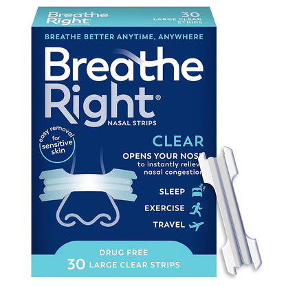Nasal Strips Extra Strength Clear For Sensitive Skin Drug-Free Snoring Solution&Nasal Congestion Relief Caused by Colds&Allergie